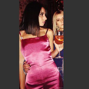 Hot pink silk jumpsuit - nastygal XS